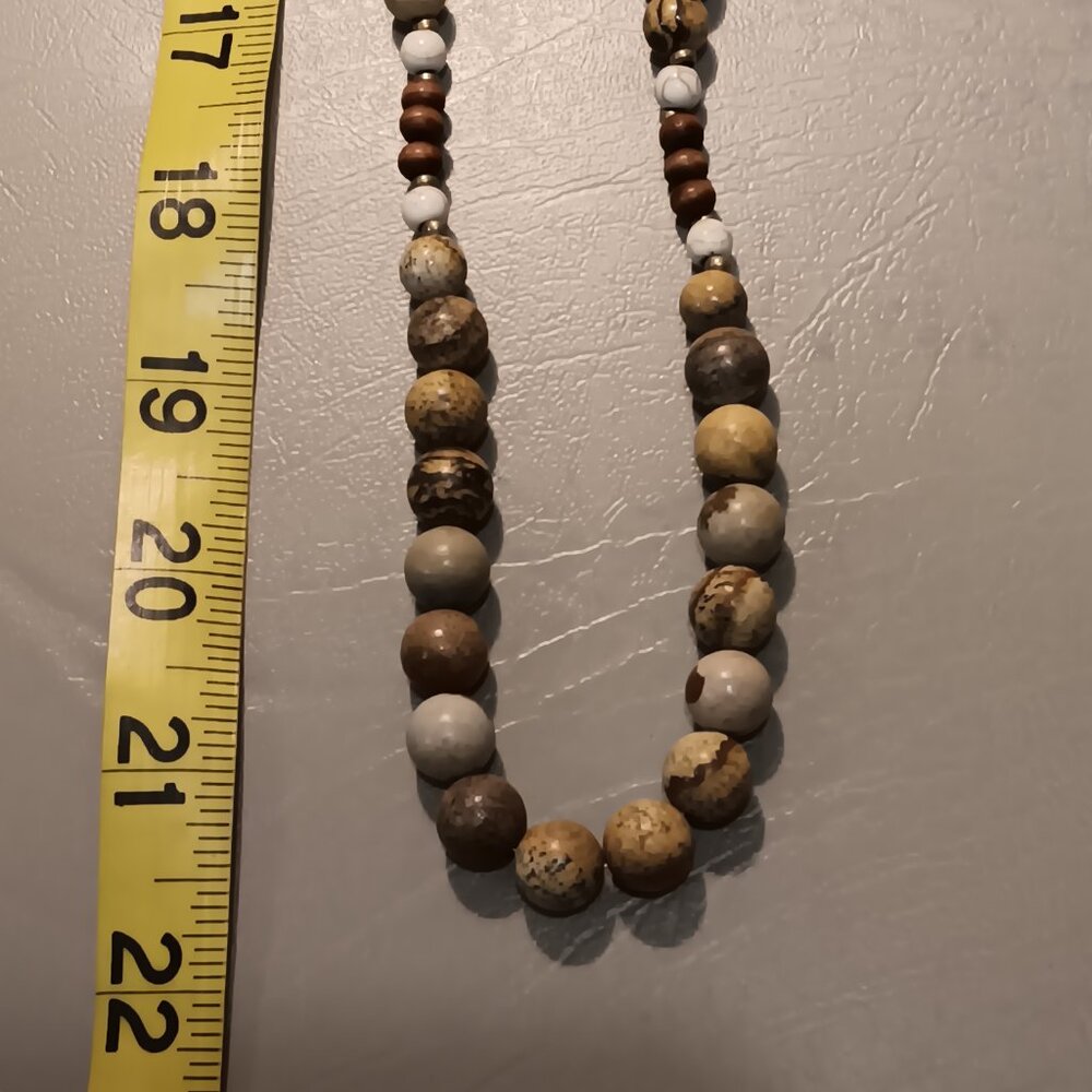 Ava Renee natural tones stone beads necklace & filigree leaf earrings - NWT - - Picture 5 of 9